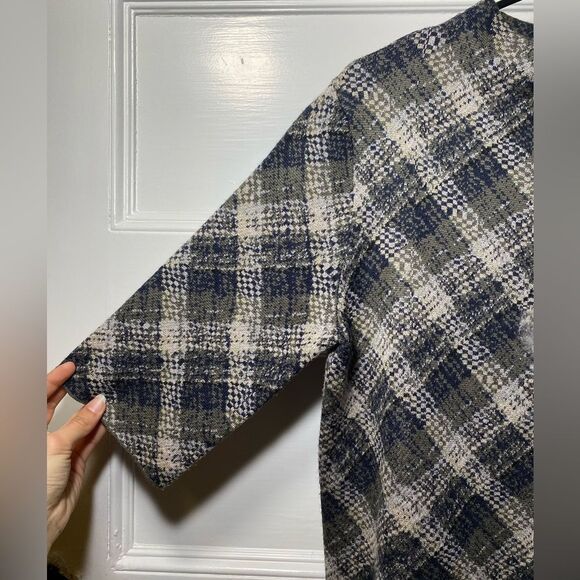 Anthropologie Troubadour Plaid Floral Petal Detail Mock Neck Sweater Small - Picture 6 of 9